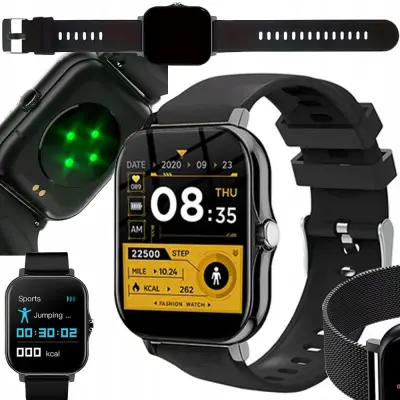 Aku. unisex športna pametna ura touch 2 pasova Bluetooth FitPro črna