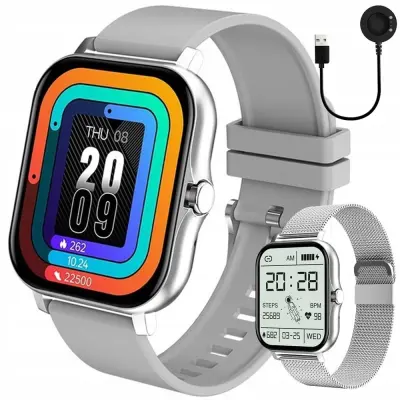 Aku. unisex športna pametna ura touch 2 pasova Bluetooth FitPro srebrna