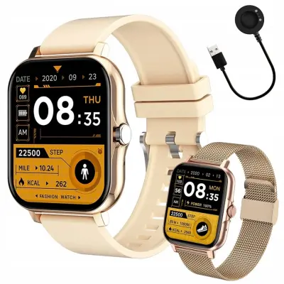 Aku. unisex športna pametna ura touch 2 pasova Bluetooth FitPro zlata