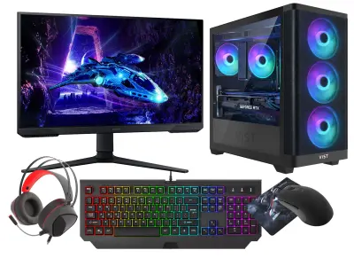 VIST Gaming Set Ryzen 7 5700X RTX 5060 32GB SSD 1TB W11 WIFI LCD 24"