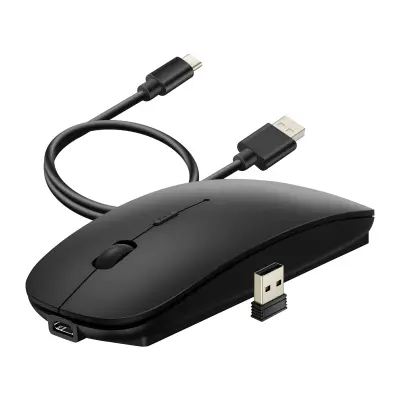 wiwu, Brezžična miška Bluetooth in USB 2. Kompaktno polnjenje 4G, Črna