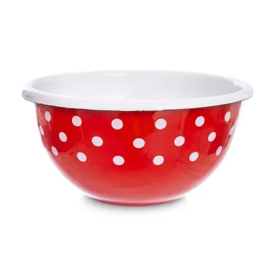 TECKA rdeča emajlirana skleda s pikami, 12 cm, 500 ml