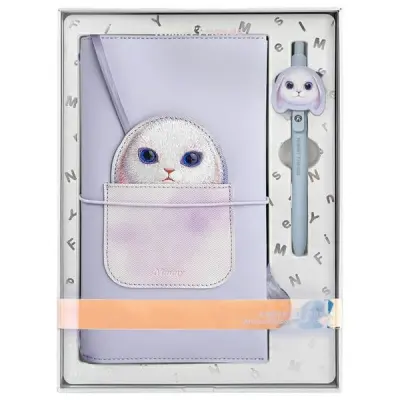 NIMMY BIG EYED PET 2.0 ZAJEC VIJOLIČNI KOMPLET PISARNIŠKO IN ZVEZEK