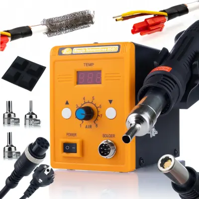 ROSFIX SET SPAJKALNA POSTAJA 858D – HOT-AIR Z 3 ŠOBAMI, 700W, 100–500 °C, LED ZASLON | ZA ELEKTRONIKO