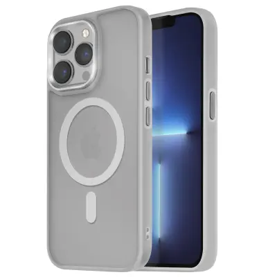 Ohišje MagSafe za iPhone 13 Pro Hrbtna podloga Frosted Obris, Siva