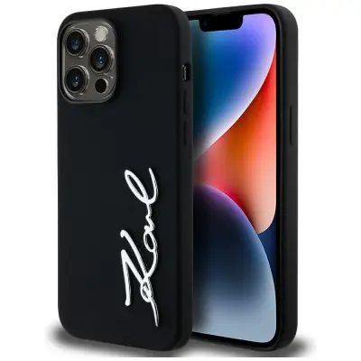 OVITEK KARL LAGERFELD SILIKON KOVINSKI LOGO PISA ZA IPHONE 14 PRO MAX