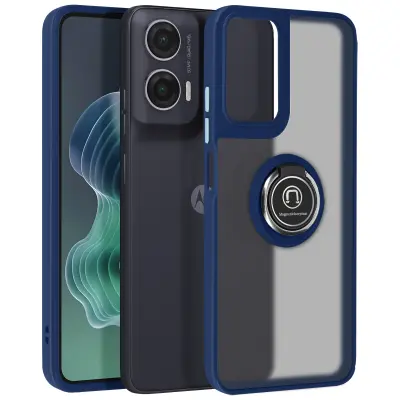 Ohišje za Motorola Moto G35 Metal Ring Video Holder, Modra noč
