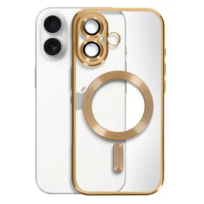 Ohišje MagSafe za iPhone 16 Plus Silikonski kromirani okvir, Zlata