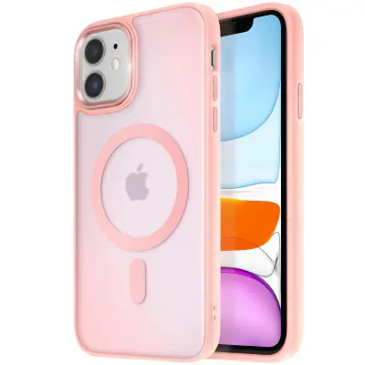 Ohišje MagSafe za iPhone 11 Hrbtna podloga Frosted Obris, Roza