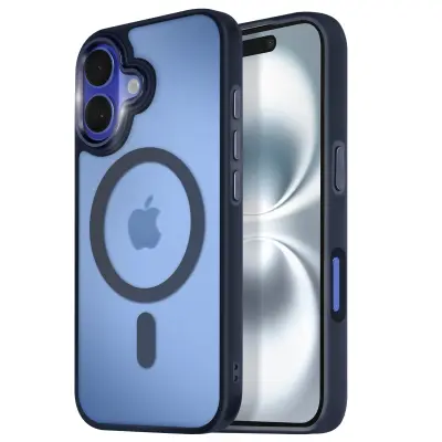 Ohišje MagSafe za iPhone 16 Plus Hrbtna podloga Frosted Obris, Modra noč