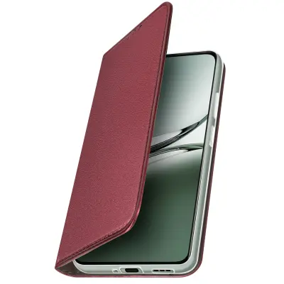 Ohišje za Oppo Reno 12F Clamshell Imetnik kartice Funkcija stojala, Bordeaux