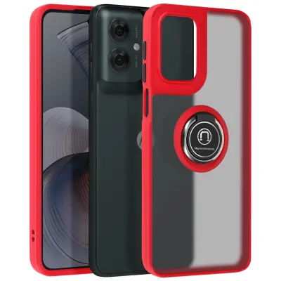 Ohišje za Motorola Moto G55 Metal Ring Video Holder, Rdeča