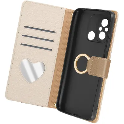 Torbica s preklopom za Xiaomi Redmi 12C Več oddelkov verige ramenski trak, Bež