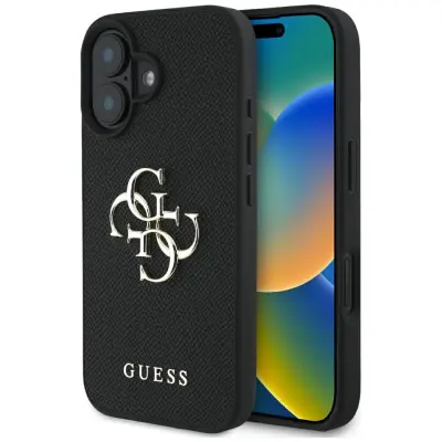 GUESS CASE GRAINED BIG 4G LOGO ZA IPHONE 16 CLASSIC LOGO MAKSIMALNA ZAŠČITA