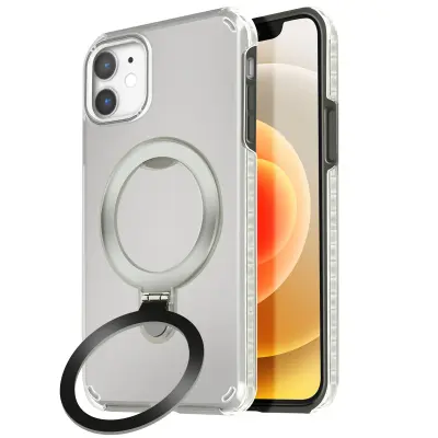 MagSafe etui za iPhone 12 Pro in 12, odporen na udarce, s stojalom, Črna