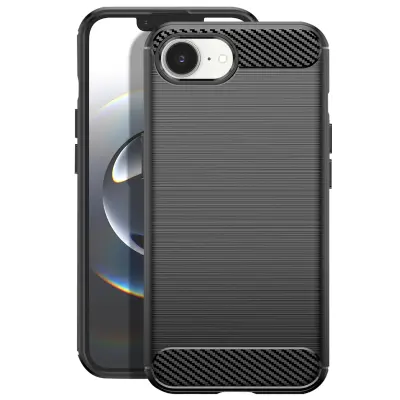 Ohišje za iPhone 16e Silikonski dizajn Brushed Carbon, Črna