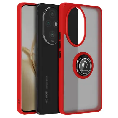 Ohišje za Honor 200 Pro s kovinskim obročkom za video podporo, Rdeča