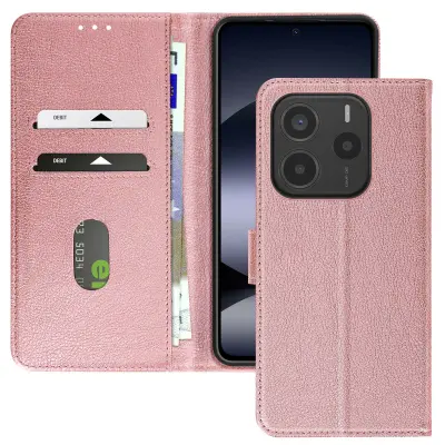 Ohišje za Xiaomi Redmi Note 14 5G Clamshell Wallet and Video Holder, Šampanjec roza