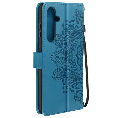 Torbica s preklopom za Samsung Galaxy A25 5G Ohišje denarnice Podpora za videoposnetke, Modra