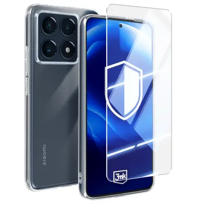 3mk, Silikonski ovitek za Xiaomi 14T Pro s protiudarnim kaljenim steklom, Prozorno