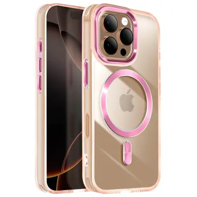 Ohišje MagSafe za iPhone 16 Pro Max Crystal Color Back, Šampanjec roza