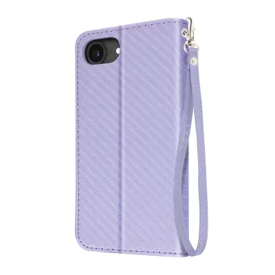 Karbonsko ohišje za iPhone 16e Portfelj s podpornim trakom, Lavanda
