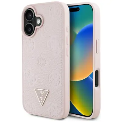 OVITEK GUESS ZA IPHONE 16 PONY ZA MAGSAFE S TRIKOTNIM LOGOTIPOM HOT STAMP GRIED