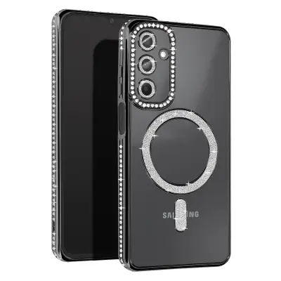 Diamantno ohišje za Samsung Galaxy A15 MagSafe Contour Strass, Črna