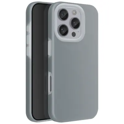 Ohišje za iPhone 16 Pro Odporno na udarce, mehka notranjost z dvignjenim robom, Siva