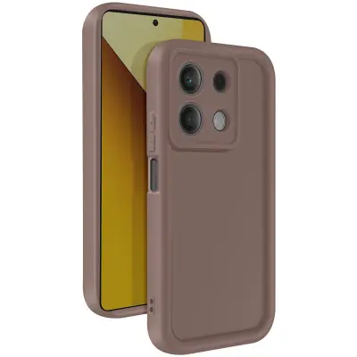 Ohišje za Xiaomi Redmi Note 13 Mehak dotik Dvignjene meje, Rjava