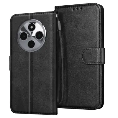 Ohišje za Xiaomi Redmi 14C Clapet Wallet in stabilno video držalo, Črna