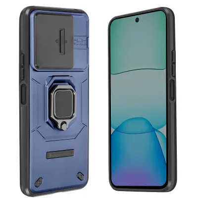 Ohišje za Xiaomi Redmi 13 Ring Support Sliding Camera Cover, Modra noč