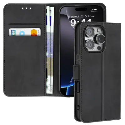 Ohišje za iPhone 16 Pro Max Clap Wallet Video podpora, Črna