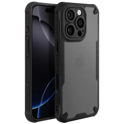 Ohišje za iPhone 16 Pro Max proti udarcem odporno na udarce mat hrbet, Črna
