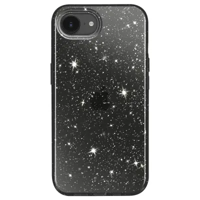 Ohišje z bleščicami za iPhone 16e Hybride Design Glamour, Črna