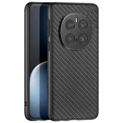 Karbonsko ohišje za Honor Magic 7 Pro Tkano usnje, obrisi silikona, Črna
