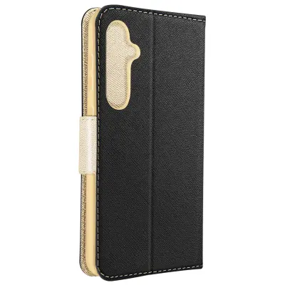 Ovitek za Samsung Galaxy S23 FE Flip Wallet Support Video, Črna / Zlata