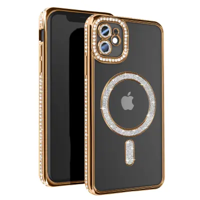 Diamantno ohišje za iPhone 11 Zaščita MagSafe Contour Strass, Zlata