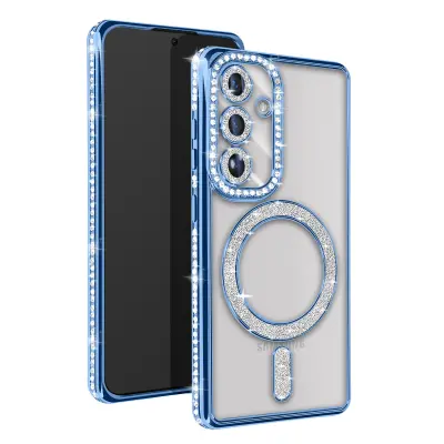 Diamantno ohišje za Samsung Galaxy S24 MagSafe Contour Strass, Svetlo modra