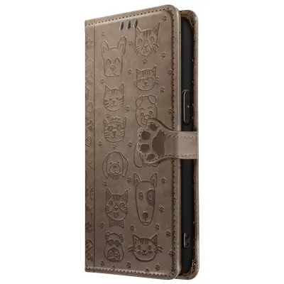Ohišje za iPhone 16e Design Cat and Dog Clamshell Wallet, Siva
