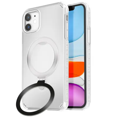 MagSafe ohišje za iPhone 11 Odporno na udarce z zložljivim stojalom, Bela