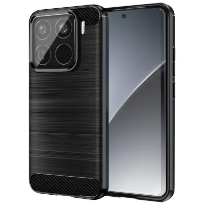 Ohišje za Xiaomi 15 Pro Silikon Brushed Carbon Design, Črna