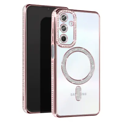 Diamantno ohišje za Samsung Galaxy A25 MagSafe Contour Strass, Šampanjec roza