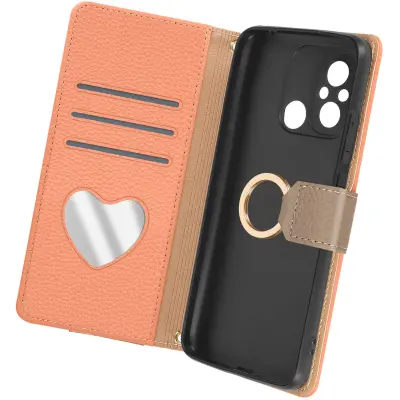 Torbica s preklopom za Xiaomi Redmi 12C Več oddelkov verige ramenski trak, Abricot