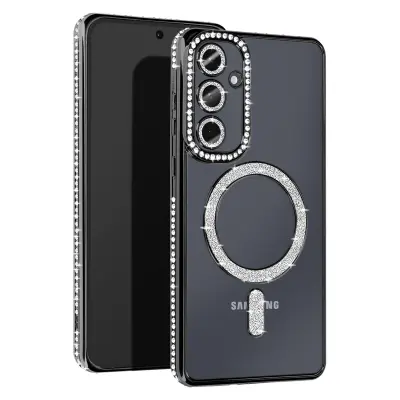Diamantno ohišje za Samsung Galaxy A55 MagSafe Contour Strass, Črna