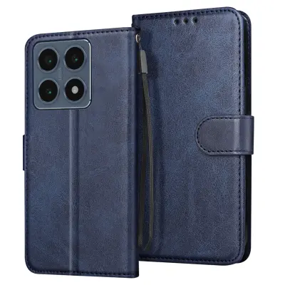 Ohišje za Xiaomi 14T Pro Clapet Wallet in stabilno video držalo, Modra noč