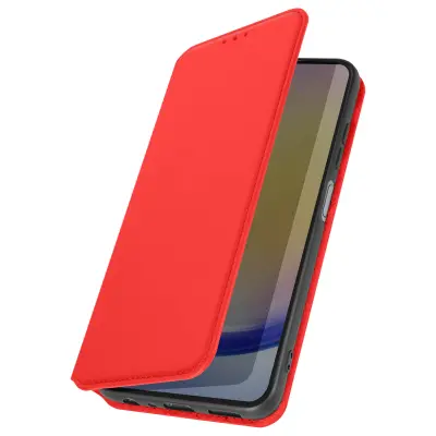 Ovitek za Galaxy A25 Držalo za kartice Video Support Magnetic Flip, Rdeča