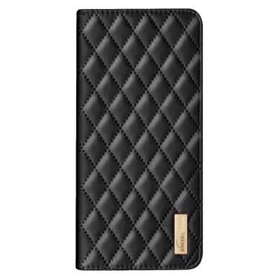 Torbica s preklopom za Xiaomi Poco F6 Pro Prešito usnje z učinkom, Črna
