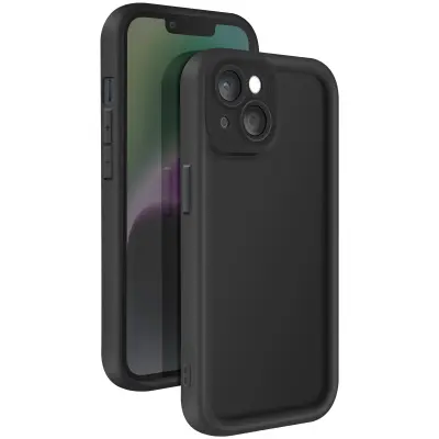 Ohišje za iPhone 14 Silikon Mehak dotik z dvignjenimi robovi, Črna