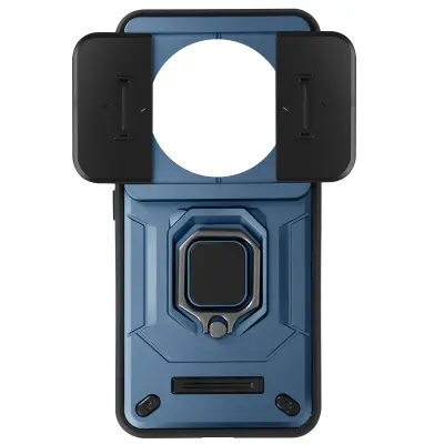Ohišje s prstanom za Xiaomi 14 Ultra Zaščita pred udarci z drsnim pokrovom kamere, Modra noč